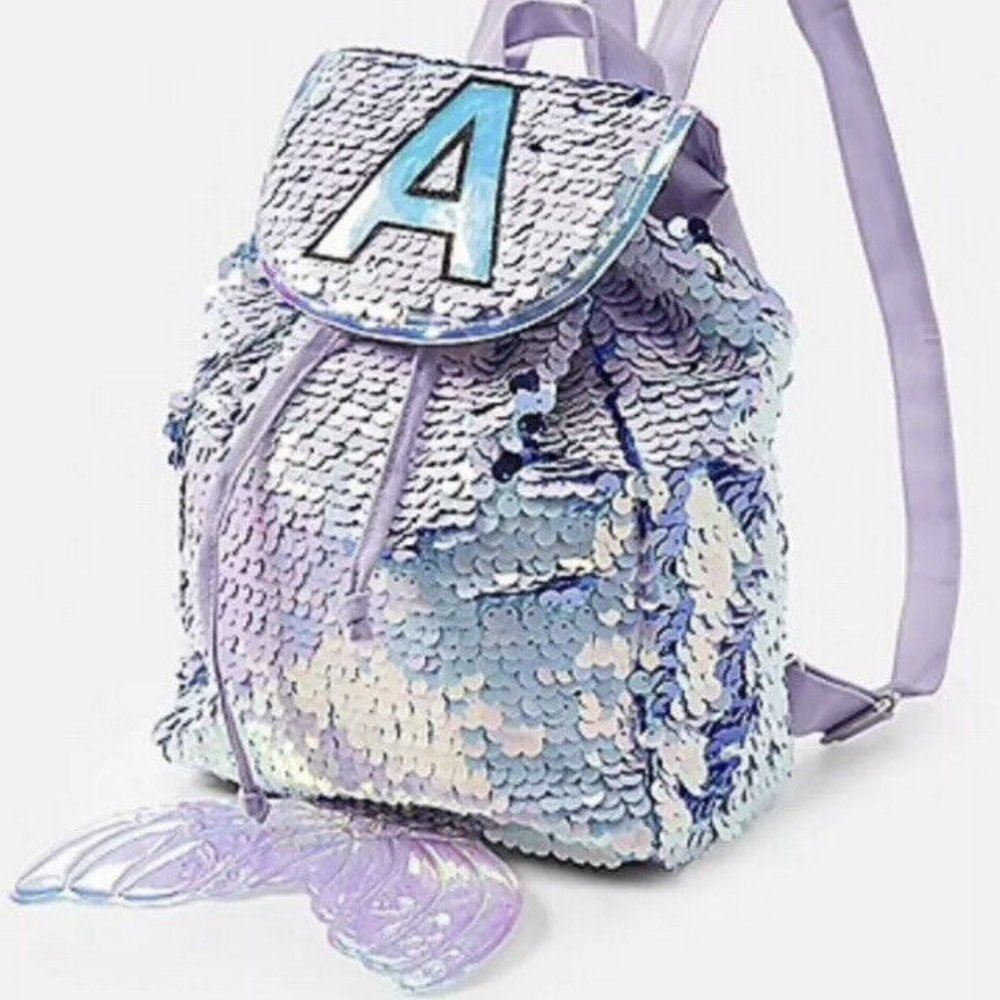 ❣️RARE❣️Justice Mermaid Flip Sequin Mini Rucksack Backpack❣️Initial “J”